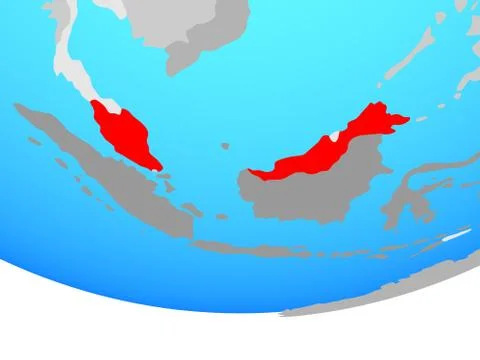 Malaysia on globe Stock Illustration