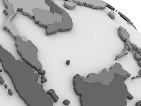 Malaysia on grey 3D map Stock Illustration