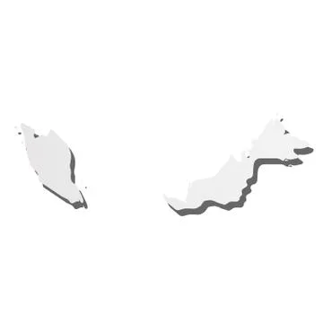 Malaysia - grey 3d-like silhouette map of country area with dropped shadow Stock Illustration