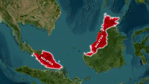 Malaysia highlighted on world map animation footage with waving flag motion Stock-Footage 342310501