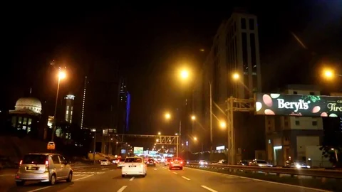 Malaysia highway when the sun sets and sky turning dark Stock Footage 109328980