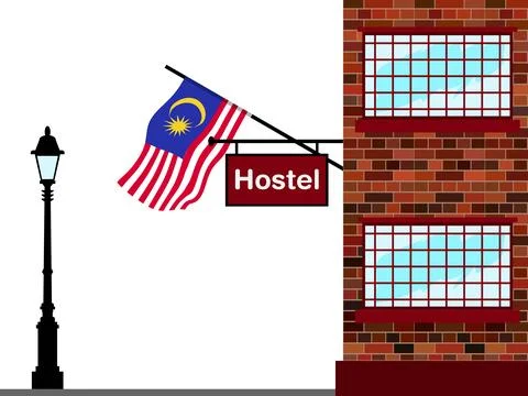 Malaysia Hostels Vector Illustration Stock Illustration