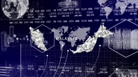 Malaysia Map Animation Loop | Growth, GDP, Oil Economy &amp; Development Insights Stock Footage 331573205