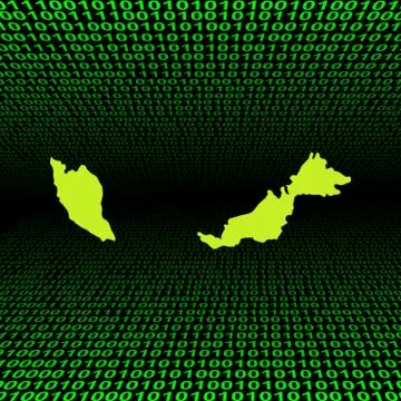 Malaysia map on binary code Illustrazione stock