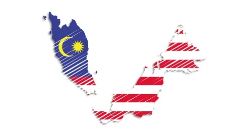 Malaysia Map in Brush Stroke Stock Footage 156733968