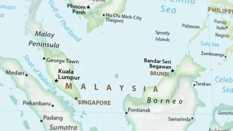 Malaysia on a Map with Defocus (4K) Stock Footage 101933882