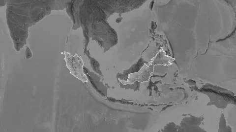 Malaysia map - extract. Regions. Grayscale. Labels Stock Footage 321770783