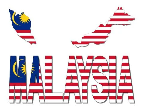 Malaysia map flag and text illustration Stock Illustration