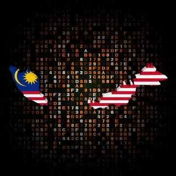 Malaysia map flag on hex code illustration Stock Illustration