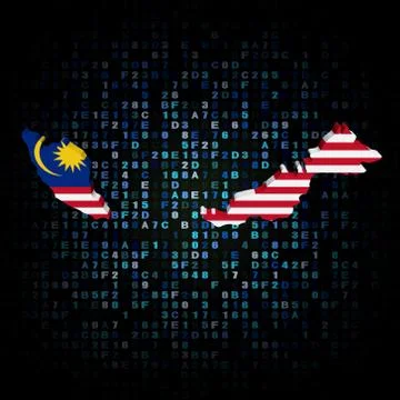 Malaysia map flag on hex code illustration Stock Illustration