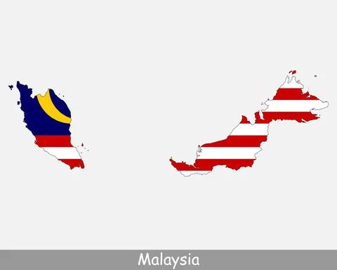 Malaysia Map Flag Ilustração Stock