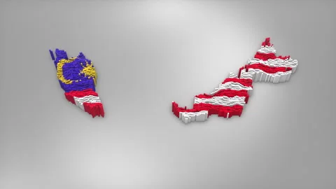 Malaysia Map with Flag Intro Background Stock Footage 315162988