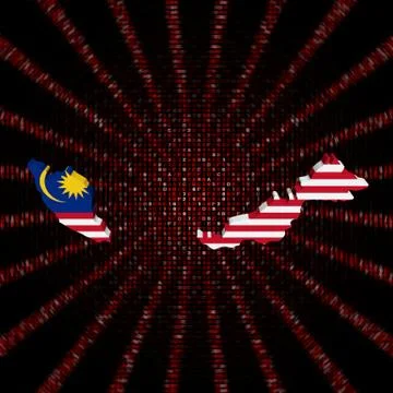 Malaysia map flag on red hex code burst illustration 库存插图