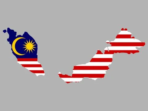 Malaysia Map Flag Vector illustration Eps 10 Stock Illustration