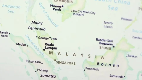 Malaysia on a Map Stock Footage 99708098