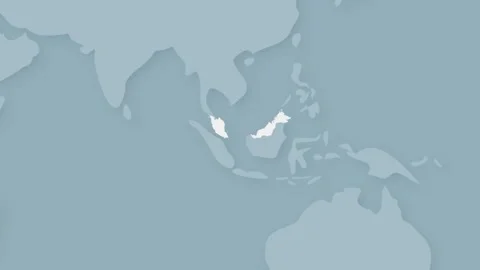 Malaysia Map Highlighted on World Map, Southeast Asia Country Illustration Stock Footage 339229385