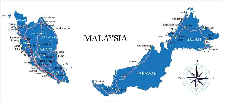 Malaysia map Stock Illustration