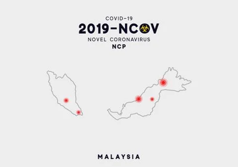 Malaysia Map infographics, Localization of the outbreak of Virus Covid 19. No Stock Illustration