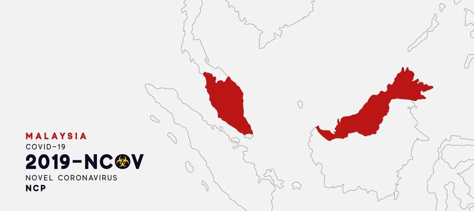 Malaysia Map infographics, Localization of the outbreak of Virus Covid 19. No Stock Illustration