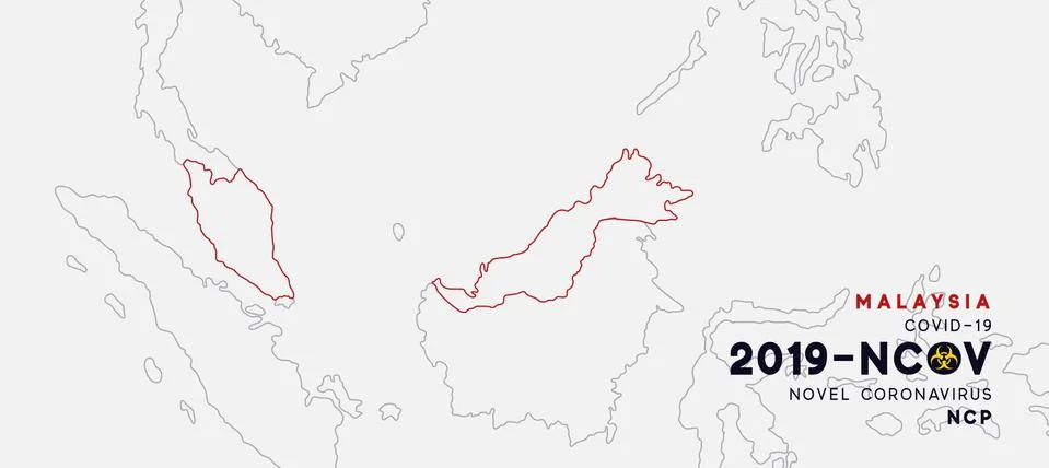Malaysia Map infographics, Localization of the outbreak of Virus Covid 19. No Stock Illustration