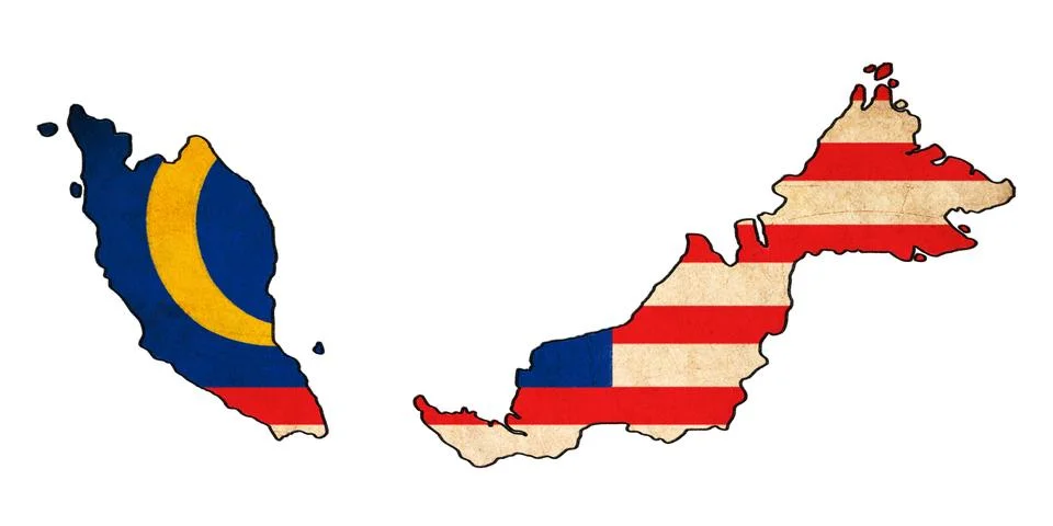 Malaysia map on malaysia flag drawing ,grunge and retro flag series Stock Illustration