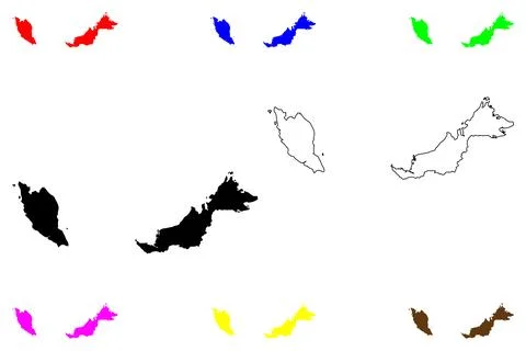 Malaysia map vector illustration, scribble sketch Malaysia Stock Illustration