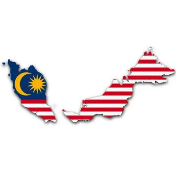 Malaysia map on white background with clipping path 3d illustration Stock Illustration