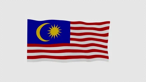 Malaysia National Flag Undulating Authentic Transparent Overlay Video stock 342391076
