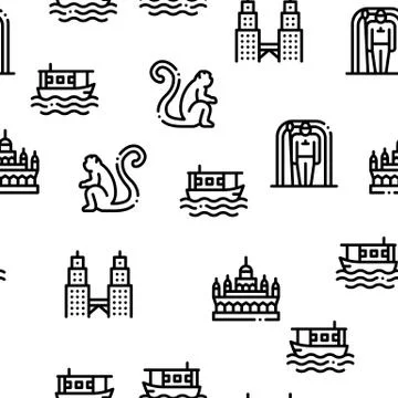 Malaysia National Seamless Pattern Vector Stock Illustration
