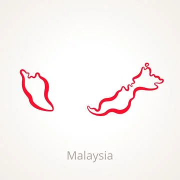 Malaysia - Outline Map Stock Illustration