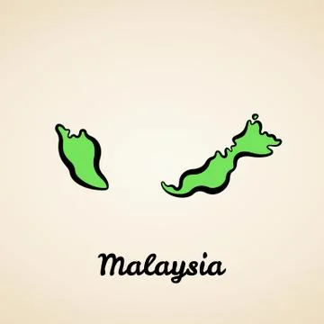 Malaysia - Outline Map Illustrazione stock