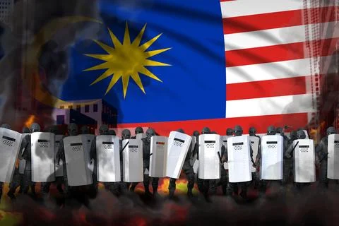 Malaysia protest fighting concept Stock Illustration