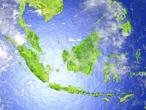 Malaysia on realistic model of Earth Stock Illustration