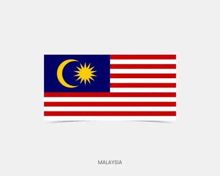 Malaysia Rectangle flag icon with shadow. Stock Illustration