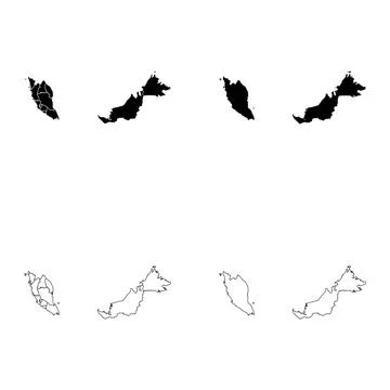 Malaysia Region Outline and Solid Fill Map Set. Illustrazione stock