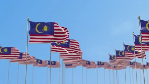 Malaysia Row Of Flags 3D Animation Video stock 148721359