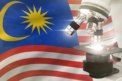 Malaysia  science concept - microscope on flag 스톡 일러스트