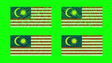 Malaysia Scribble Animation on Green Screen Background. Looping seamless an.. Stock Footage 228709189