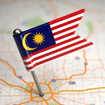 Malaysia Small Flag on a Map Background. Stock Illustration