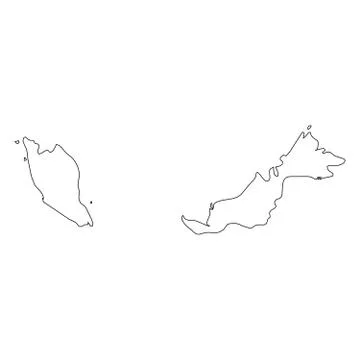 Malaysia - solid black outline border map of country area. Simple flat vector Illustrazione stock