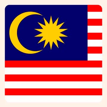 Malaysia square flag button, social media communication sign, business icon. Stock Illustration