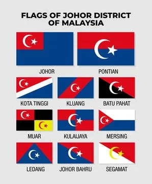 Malaysia State Flags Johor District Collection Design Template Stock Illustration
