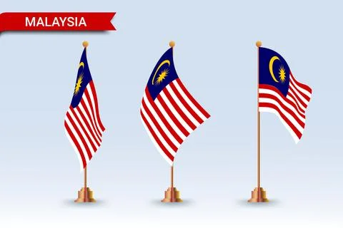 Malaysia table flag set with different styles Stock Illustration