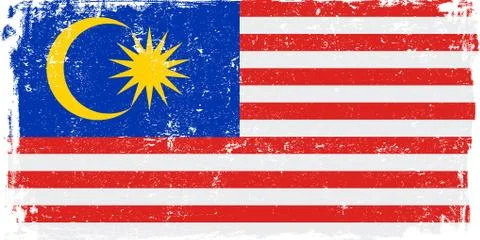 Malaysia Vector Flag on White Stock Illustration