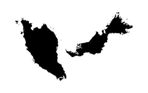 Malaysia vector map silhouette isolated on white background Stock Illustration