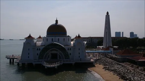Malaysia Waterfront Mosque 3 Stock Footage 97950688