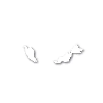 Malaysia - white 3D silhouette map of country area with dropped shadow on white Stock Illustration