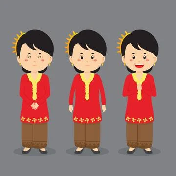 Malaysian Character with Various Expression Stock Illustration