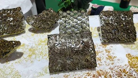 Malaysian Craftsman Making Copper Batik Stamp Block Stock Footage 337726517