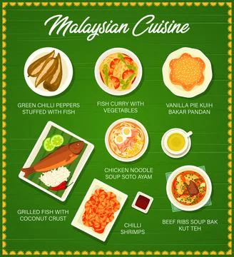 Malaysian cuisine menu page vector template Ilustración de archivo